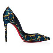 Christian Louboutin Iriza 100 Blue Crepe Satin Naja Chain Print Pumps - 12301154010 - 4