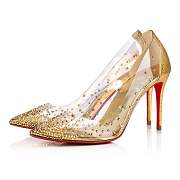 Christian Louboutin Degrastrass PVC 85 Gold PVC and Strass Pumps - 1230089G315 - 4