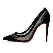 	 Christian Louboutin Galativi 100 Black Suede and Fishnet Pumps - 1200557CM47 - 2