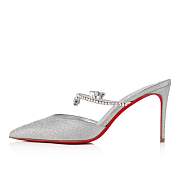 Christian Louboutin Planet Queen 85 Silver Glittered Leather Mules - 3221311S211 - 3