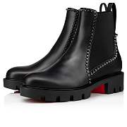 Christian Louboutin Out Lina Spike Lug Black Leather Low Boots - 3221092BK01 - 4