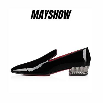 	 Christian Louboutin Lipsidandy 35 Black Patent Loafers - 1230368J323