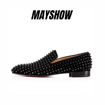 Christian Louboutin Dandelion Spikes Black Suede and Spikes Loafers - 3150438CM53