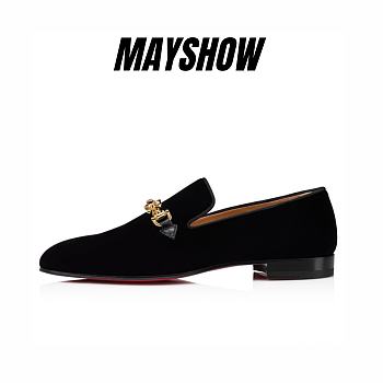 	 Christian Louboutin Equiswing Black Velvet Loafers - 3211059B652