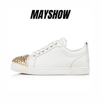 	 Christian Louboutin Louis Junior Spikes 2022 N White Leather and Spikes Low-top Sneakers - 1230058W015