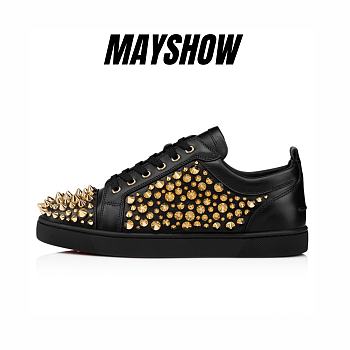 Christian Louboutin Louis Spikes Junior 2022 N Black Leather and Spikes Low-top Sneakers - 1230056B652