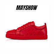 Christian Louboutin Red Leather Techno CL and Spikes Low-top Sneakers - 1230206R264 - 1