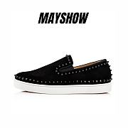 Christian Louboutin Pik Boat Black Suede and Spikes Sneakers - 1130280CM53 - 1