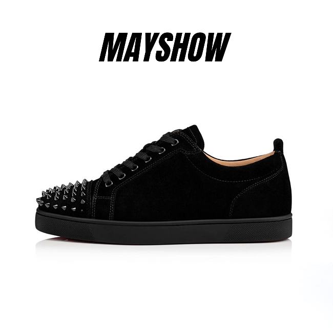 Christian Louboutin Louis Junior Spikes Black Suede and Spikes Sneakers - 1130575CM53 - 1