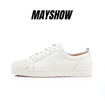 Christian Louboutin Louis Junior Spikes White Leather and Spikes Sneakers - 11305733047