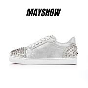 Christian Louboutin Vieira 2 Silver Glittered Cotton and Specchio Leather Sneakers - 1220741SV20 - 1