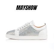 Christian Louboutin Louis Junior Strass Silver Suede and Srass Low-top Sneakers - 3190718W224 - 1