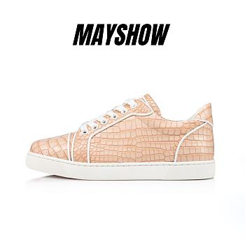 Christian Louboutin Vieira Beige Crocodile Embossed Leather Mini Crock Sneakers - 1230489W514