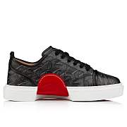 Christian Louboutin Adolon Junior Black Monogrammed CL Cotton Low-top Sneakers - 3220992CM53 - 2