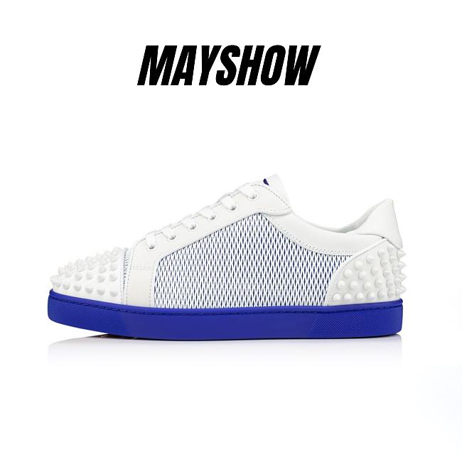 Christian Louboutin Seavaste 2 Blue Leather Funky Mesh and Spikes Low-top Sneakers - 1230188T830 - 1