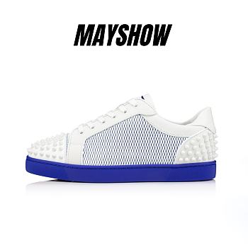 Christian Louboutin Seavaste 2 Blue Leather Funky Mesh and Spikes Low-top Sneakers - 1230188T830