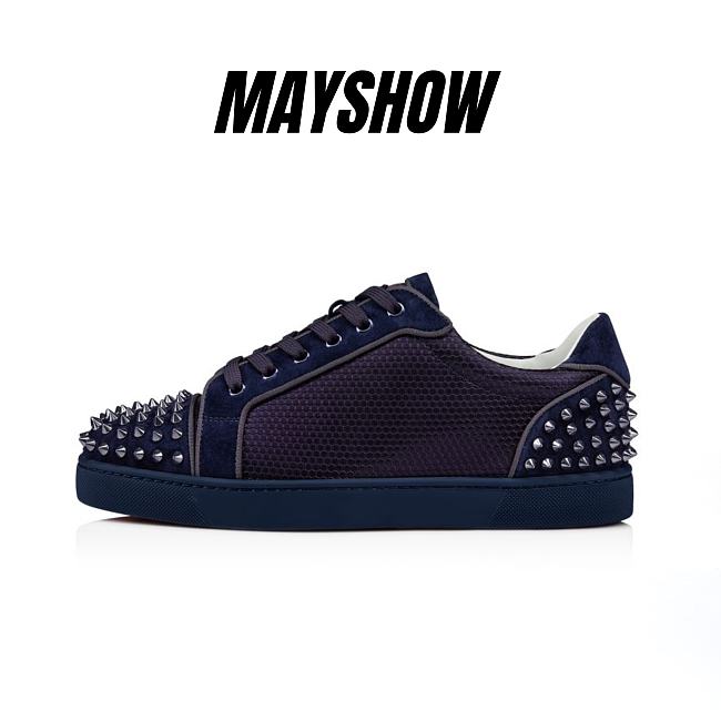 Christian Louboutin Seavaste 2 Blue Suede and SPikes Low-top Sneakers - 12301904023 - 1