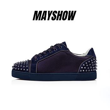 Christian Louboutin Seavaste 2 Blue Suede and SPikes Low-top Sneakers - 12301904023