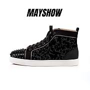 Christian Louboutin Lou Spikes Black Velvet High-top Sneakers - 3220584B002 - 1