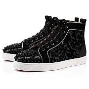 Christian Louboutin Lou Spikes Black Velvet High-top Sneakers - 3220584B002 - 2