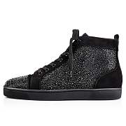 Christian Louboutin Louis Strass Black Suede and Strass High-top Sneakers - 3100592BK01 - 3