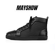 Christian Louboutin Lou Spikes Black Leather and Spikes High-top Sneakers - 1230673B026 - 1