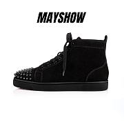 Christian Louboutin Lou Spikes Black Suede and Spikes Sneakers - 1140458B049 - 1