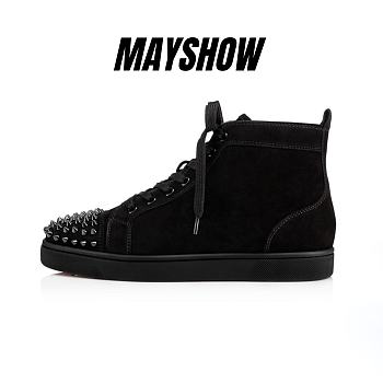 Christian Louboutin Lou Spikes Black Suede and Spikes Sneakers - 1140458B049