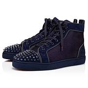 Christian Louboutin Lou Spikes Blue Suede and Spikes High-top Sneakers - 12301714023 - 4