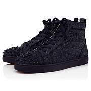 Christian Louboutin Lou Spikes Blue Glittered Leather and Spikes High-top Sneakers - 3220768U984 - 3