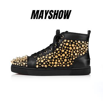 Christian Louboutin Louis Spikes 2022 N Black Leather and Spikes High-top Sneakers - 1230054B652