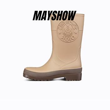 Diorunion Rain Boot Beige and Brown Two-Tone Rubber with Dior Union Motif - KCI882RUB_S21M