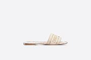 Dway Slide White and Gold-Tone Cotton Embroidered with Dior Jardin d'Hiver Motif in Gold-Tone Metallic Thread - KCQ209JHL_S67W - 2