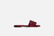 Dway Slide Black and Red Cotton with Dior Bandana Embroidery - KCQ209DME_S36X - 2