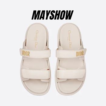 Dioract Slide White Lambskin - KCQ718LAB_S03W