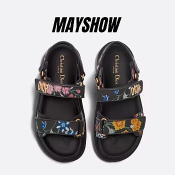 Dioract Sandal Black Multicolor Technical Fabric Embroidered with Dior Petites Fleurs Motif - KCQ549FWL_S900