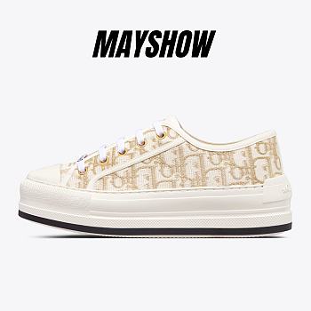 Walk'n'Dior Platform Sneaker Gold-Tone Dior Oblique Cotton with Metallic Thread Embroidery - KCK385OBL_S49K