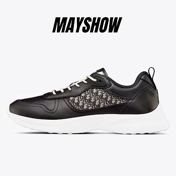 Dior B25 Runner Sneaker Black Smooth Calfskin and Beige and Black Dior Oblique Jacquard - 3SN299ZIR_H965