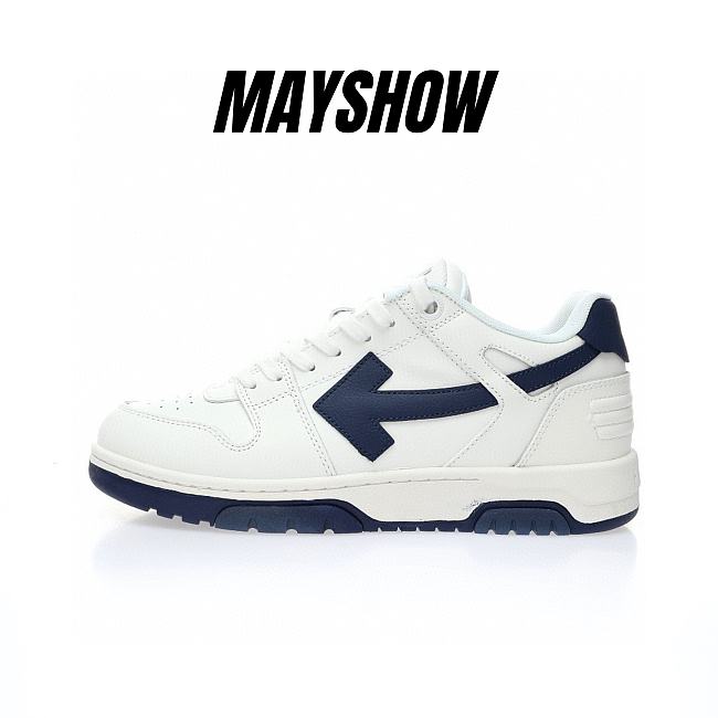 OFF-WHITE Out Of Office OOO Low Tops White White Navy Blue - OMIA189F22LEA0010146 - 1