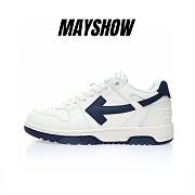 OFF-WHITE Out Of Office OOO Low Tops White White Navy Blue - OMIA189F22LEA0010146 - 1