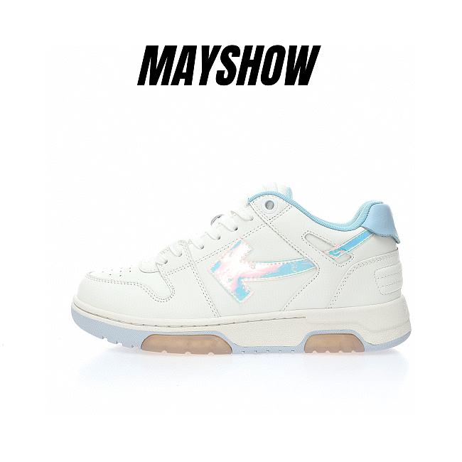 OFF-WHITE Out Of Office OOO Low Tops White Iridescent Blue - OMIA189F21LEA0030181 - 1