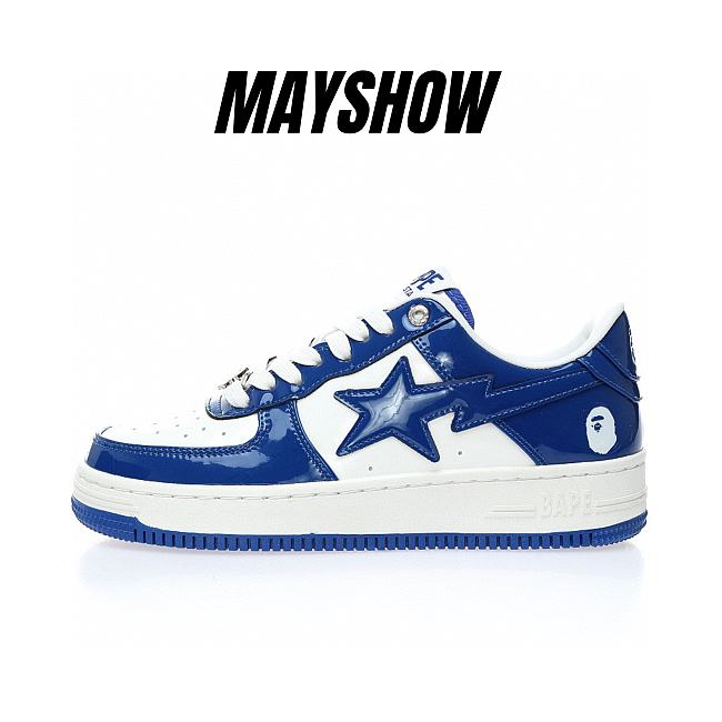 A Bathing Ape Bape Sta Patent Leather White Blue (2023) - 1