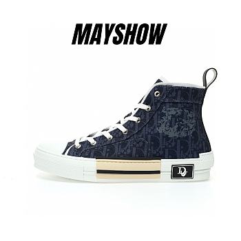 Dior Sneaker B23 High-Top Sneaker Blue Oblique and Peace Sign Dior Tears Denim - 3SH126ZWZ_H580