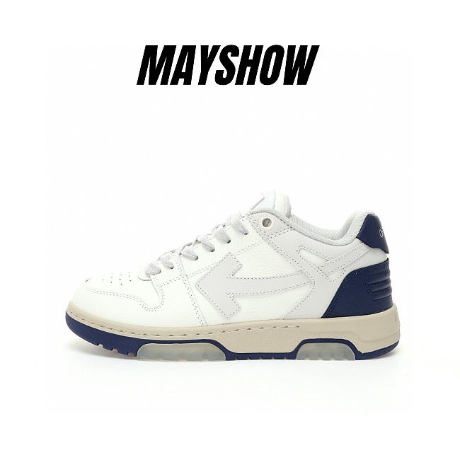 OFF-WHITE Out Of Office OOO Low Tops White Navy Blue - OMIA189F23LEA0050546 - 1