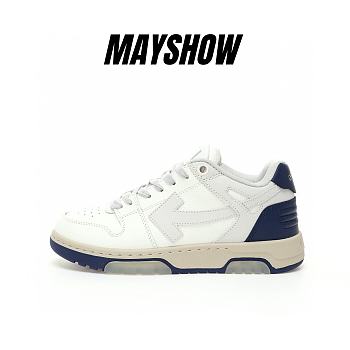 OFF-WHITE Out Of Office OOO Low Tops White Navy Blue - OMIA189F23LEA0050546