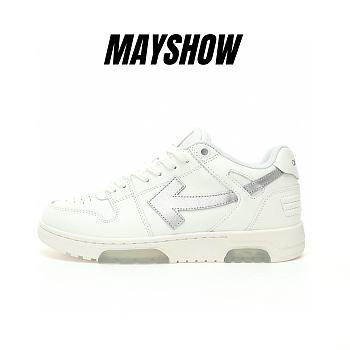 OFF-WHITE Out Of Office OOO Low Tops White Silver - OMIA189F23LEA0090172