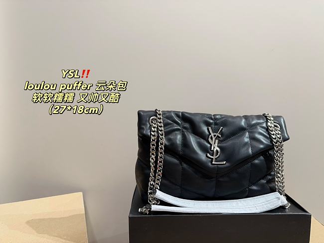 YSl Loulou Puffer P135 Black 27x18cm - 1