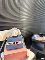 Miumiu Striped Logo Tote P150 Blue 22x14cm - 1