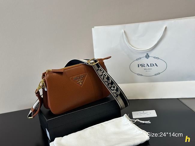 Prada Caramel Leather Shoulder Bag 24*14cm - 1