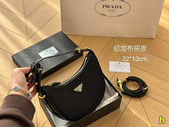 Black Prada Arqué Leather Mini Shoulder Bag 22x13cm